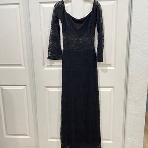 Princess Polly Black‎ Lace Maxi Dress Long Sleeve Gown Party Cocktail US 4